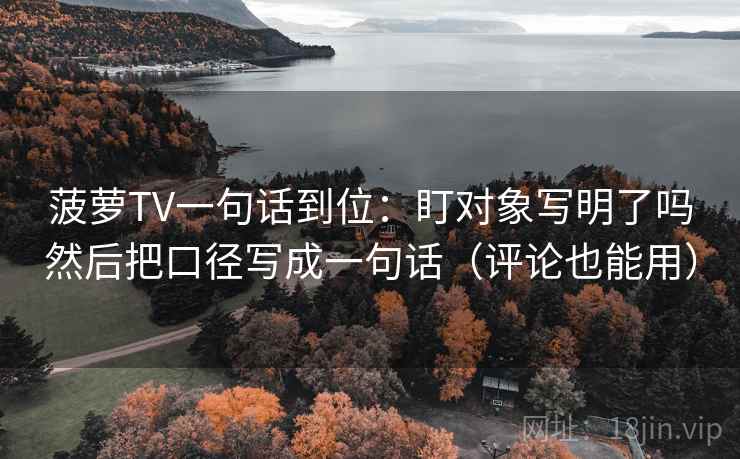 菠萝TV一句话到位：盯对象写明了吗然后把口径写成一句话（评论也能用）